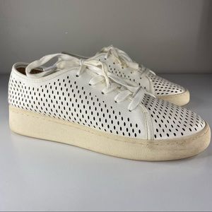 MiiM White Perforated Streetwear Low Top Sneakers